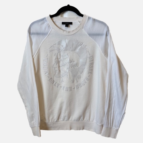 Diesel Only The Brave Women’s Sweatshirt with Raglan Sheer Long Sleeves Medium - Picture 11 of 11